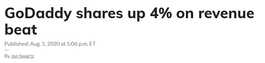 GoDaddy Shares up 4%